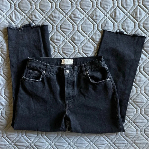 We The Free Maggie Mid Rise Washed Black Distressed Jeans Size 27 - Picture 2 of 13
